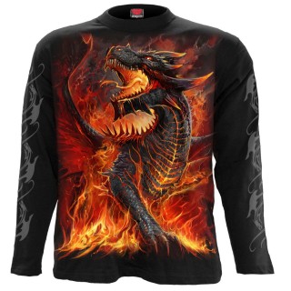 T-shirt homme manches longues  Dragon dbordant de lave