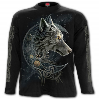 T-shirt homme manches longues Loup Celtique avec lune