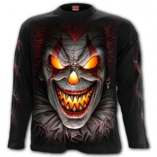 T-shirt homme manches longues "Nuit d'effroi"  clown brlant