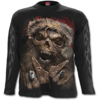 T-shirt homme manches longues  pre Noel squelette rock