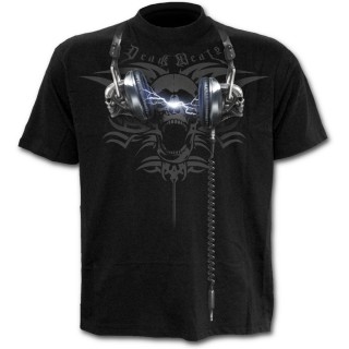 T-shirt homme noir avec La Mort coutant de la musique