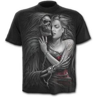 T-shirt homme noir avec la Mort emportant une jeune femme