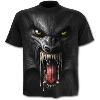 T-shirt homme noir  Loup-garou puis griffure dans le dos