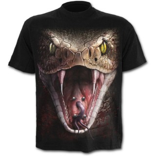T-shirt homme noir  serpent avec langue pierce