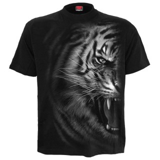 T-shirt homme noir  Tigre rugissant
