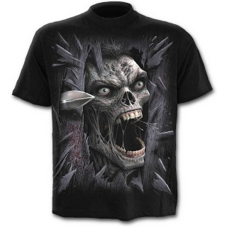 T-shirt homme noir  zombie fracassant votre porte