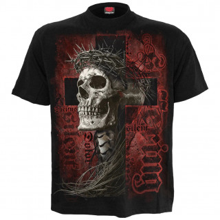 T-shirt homme squelette � couronne d'�pines et croix
