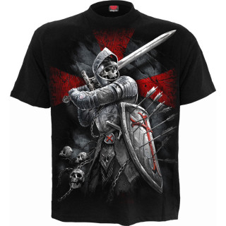 T-shirt homme squelette soldat en armure et blason Lion