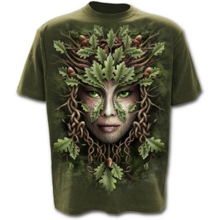 T-shirt homme vert avec reine de la nature style celtique