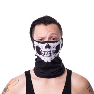 Snood (masque) noir gothique  machoire squelette blanc