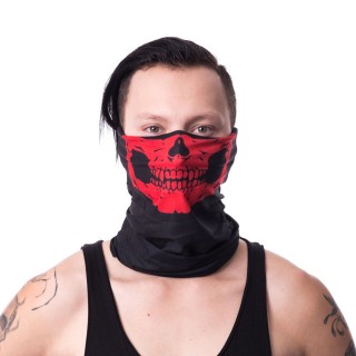 Achat Snood (masque) noir gothique à machoire squelette rouge pas cher