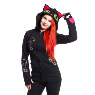 Sweat-capuche femme chat BLACK CAT HOOD - Cupcake Cult