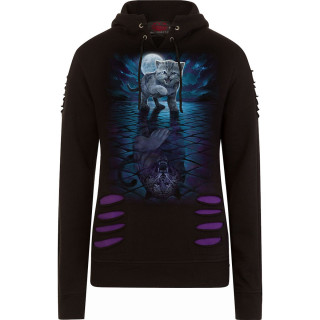 Sweat capuche femme "WILD SIDE"  chaton refletant un tigre froce