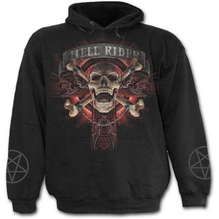 Sweat capuche gothique noir pour enfant "Hell Rider" avec pentagrammes