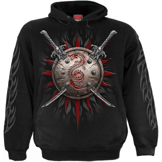 Sweat capuche homme  bouclier au dragon et sabres japonais