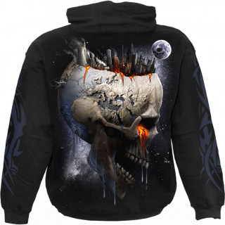 Sweat capuche homme "DEAD WORLD"  Terre faon crane apocalyptique