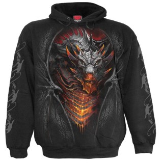 Sweat capuche homme gothique  Dragon dbordant de lave