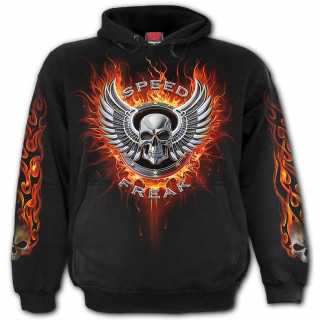 Sweat capuche homme gothique  crne ail "SPEED FREAK" et automobile infernale