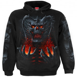 Sweat capuche homme gothique  dmon de feu et d'os noirs