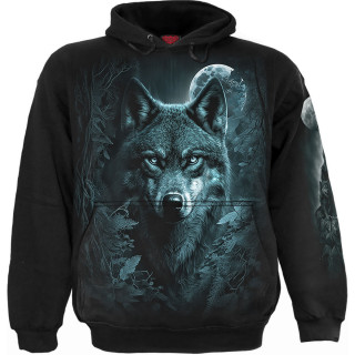 Sweat capuche homme  loups gardiens de la fort et lune