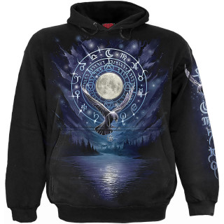 Sweat capuche homme "WITCHCRAFT"  corbeau, crane et cristaux