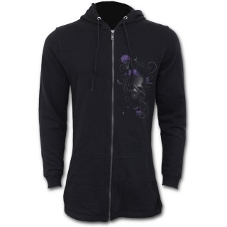 Sweat femme gothique  queue de poisson avec crane et roses violettes