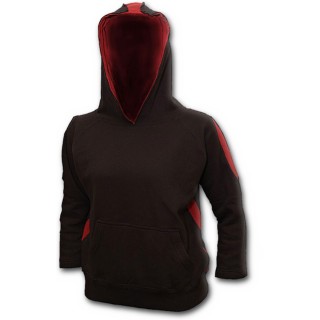 Sweat-shirt gothique femme noir et rouge style "METAL STREETWEAR"