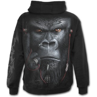 Sweat-shirt gothique homme  zip  gorille tatou tribal avec couteurs