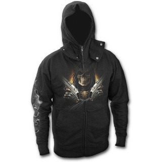 Sweat-shirt gothique homme  zip  squelette flingueur aux cheveux longs