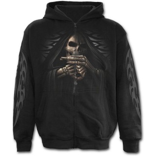 Sweat-shirt gothique homme  zip avec la Mort faisant un fuck
