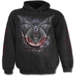 Sweat-shirt gothique homme  avec chauves-souris vampires et lune rouge