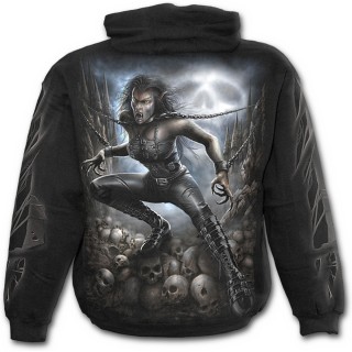 Sweat-shirt gothique homme avec femme loup-garou enchaine et cranes