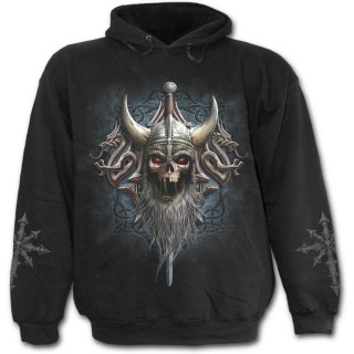 Sweat-shirt gothique homme avec guerriers viking en squelettes sur leur Drakkar