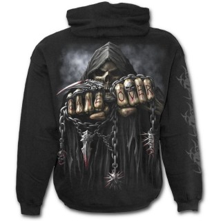 Sweat-shirt gothique homme  zip haut avec la Mort  chaine de combat