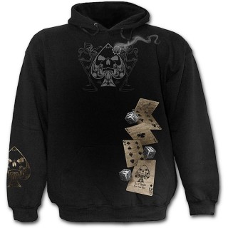 Sweat-shirt gothique homme avec la mort jouant au poker