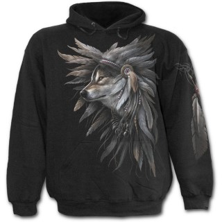 Sweat-shirt gothique homme avec squelette indien esprit du loup