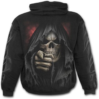 Sweat-shirt gothique homme  doigt de la mort avec faux et sablier