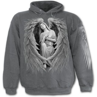 Sweat-shirt gothique homme gris avec vierge Marie  ailes d'ange