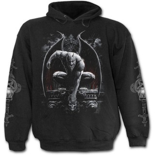 Sweat-shirt gothique homme noir  capuche avec gargouille