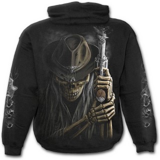 Sweat-shirt gothique homme  squelette cowboy avec rvolver fumant