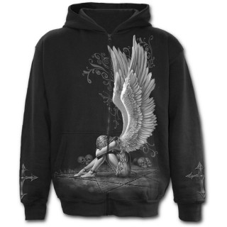 Sweat-shirt gothique homme  zip avec ange sur pentagramme
