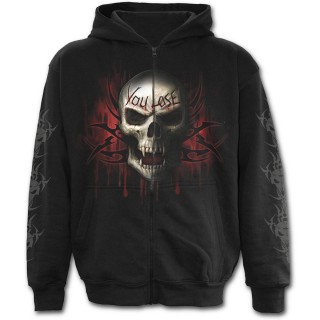 Sweat-shirt gothique homme  zip avec la Mort  chaine de combat