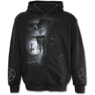 Sweat-shirt gothique homme  zip avec la Mort en prire