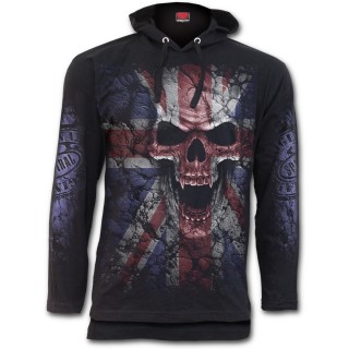 Sweat-shirt homme d't avec tte de mort sur drapeau Union Jack