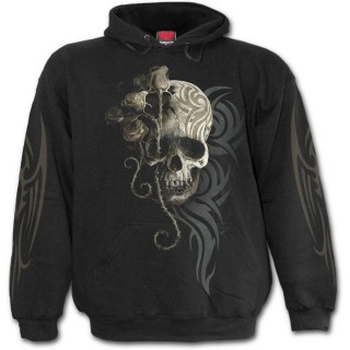 Sweat-shirt homme gothique  ange noir, crane et rose dessche