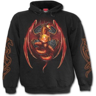 Sweat-shirt homme gothique avec dragon et orbe de feu