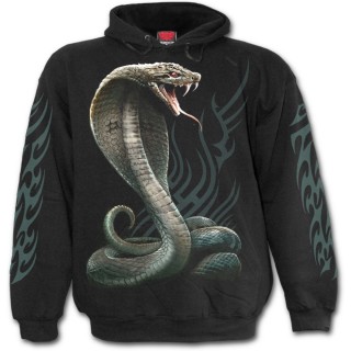 Sweat-shirt homme  serpent cobra et desse du rock sur fond tribal