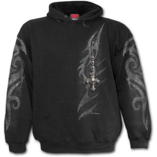 Sweat-shirt homme  symbole tribal et fausse broche