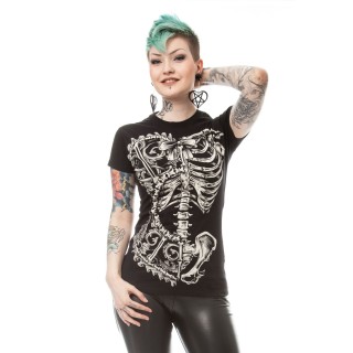 T-shirt femme gothique à cage thoracique style corset - Vixxin