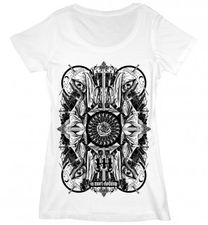 T-shirt femme gothique Four Skulls Scoop (B/W) - LA Mort Clothing